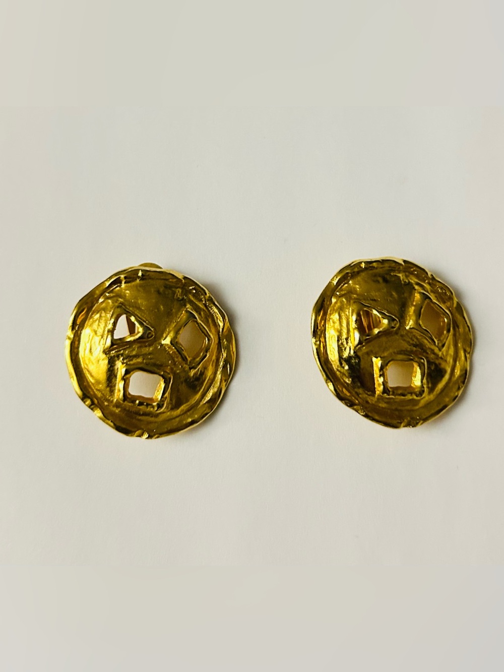 Vintage Chunky Gold-Tone Clip Earrings
